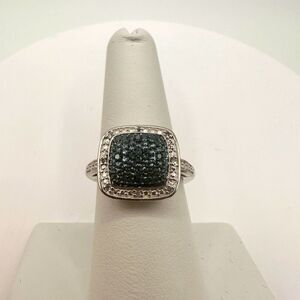 SALE! Beautiful genuine fancy blue diamond silver tone ring!!
